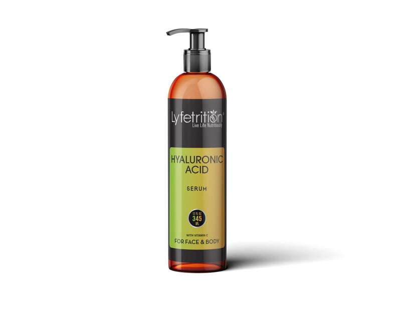 Lyfetrition Hyaluronic Acid Serum for Skin, Moisturizing and Hydrating Serum for All Types of Skin, 100% Natural Face Serum with Vitamin C & Aloe Vera (12 Fl Oz), Clear Serum, (Lyfe7581) - Image 1